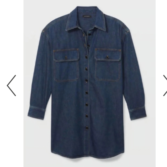 Club Monaco Dress EUC Indigo Denim Shirt Dress Jacket Oversized Sz 2 - Picture 4 of 13